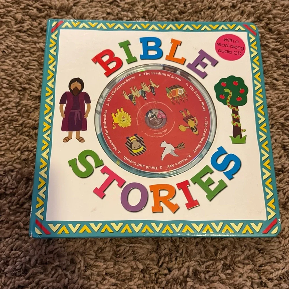Bible stories book with a read along audio CD USED book inscribed to someone - Picture 1 of 12